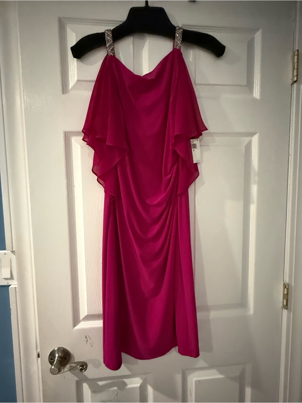 Ralph Lauren Bright Fuchsia Cocktail Dress with Beaded Straps